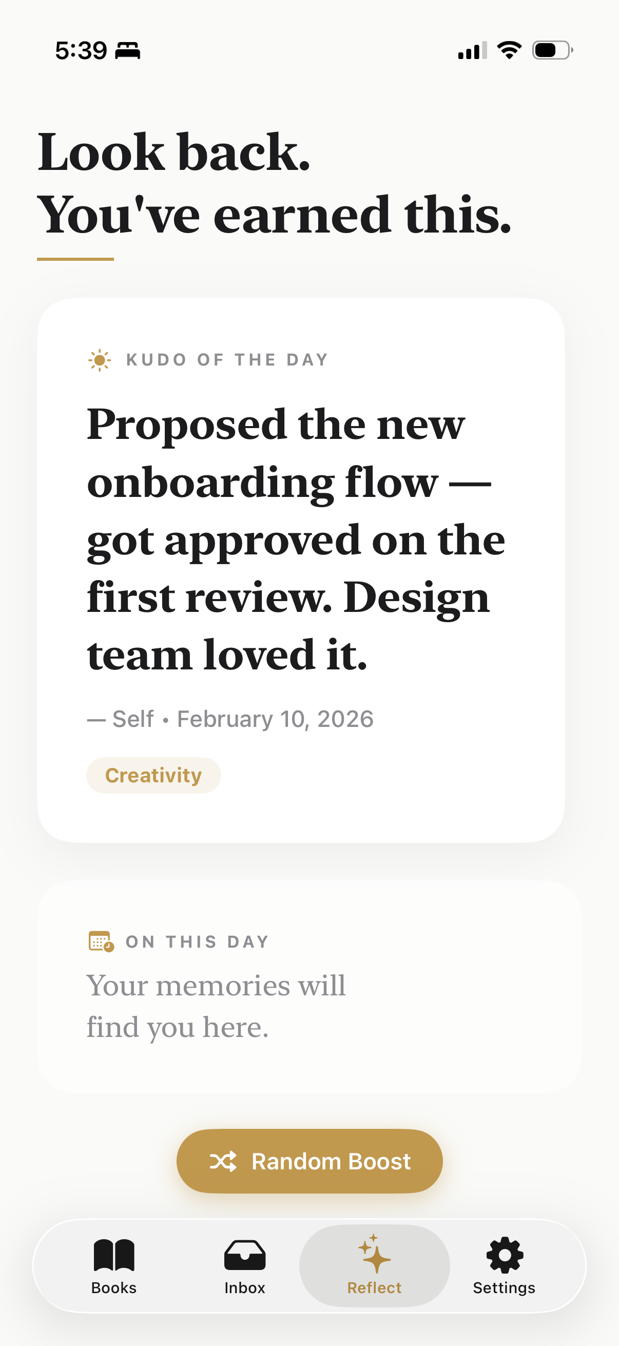Reflect — daily praise resurfacing